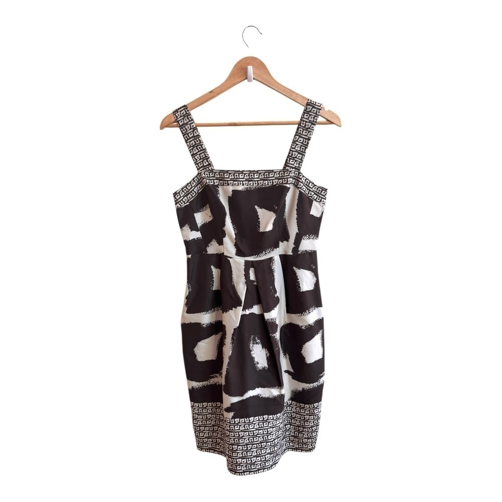 Banana Republic Brown Printed Square Neck Sleeveless Silk Sheath Womens Size 4